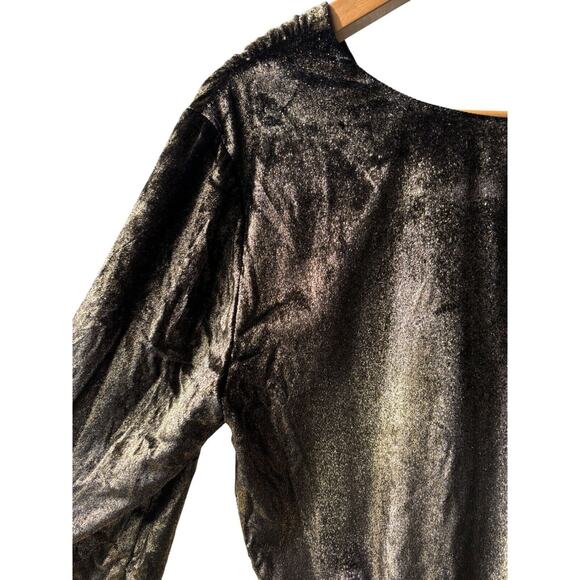 FRAME Womens Metallic Gold V-Neck Velvet Mini Dress Size 4 - Picture 9 of 9